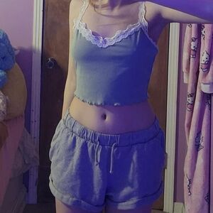 Women's Green Lace Trim Cami Top